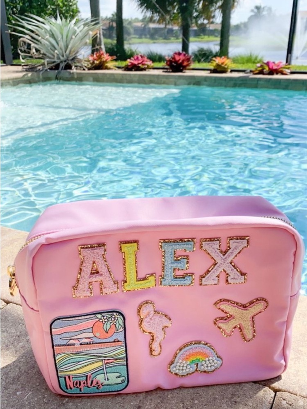 Personalized Kids Pink Travel Pouch with Name